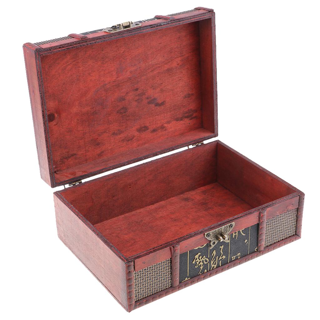 Chinese Retro Vintage Style Wooden Jewelry Box Storage Case as picture