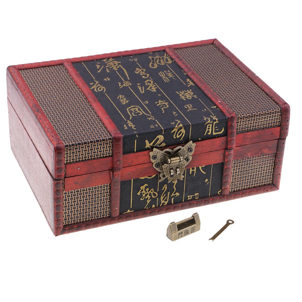 Chinese Retro Vintage Style Wooden Jewelry Box Storage Case as picture