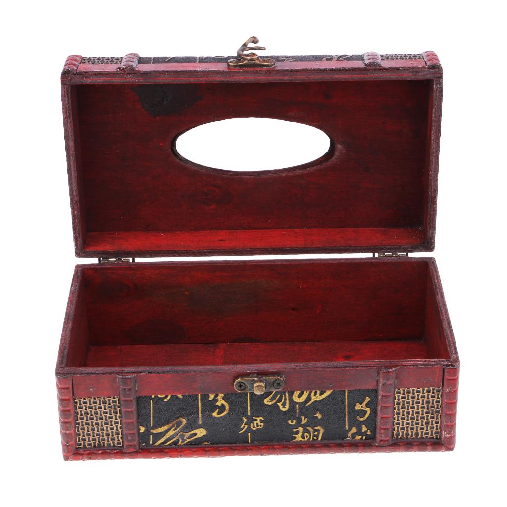 Wooden Tissue Box Cover Home Car Napkin Toilet Paper Holder Case D