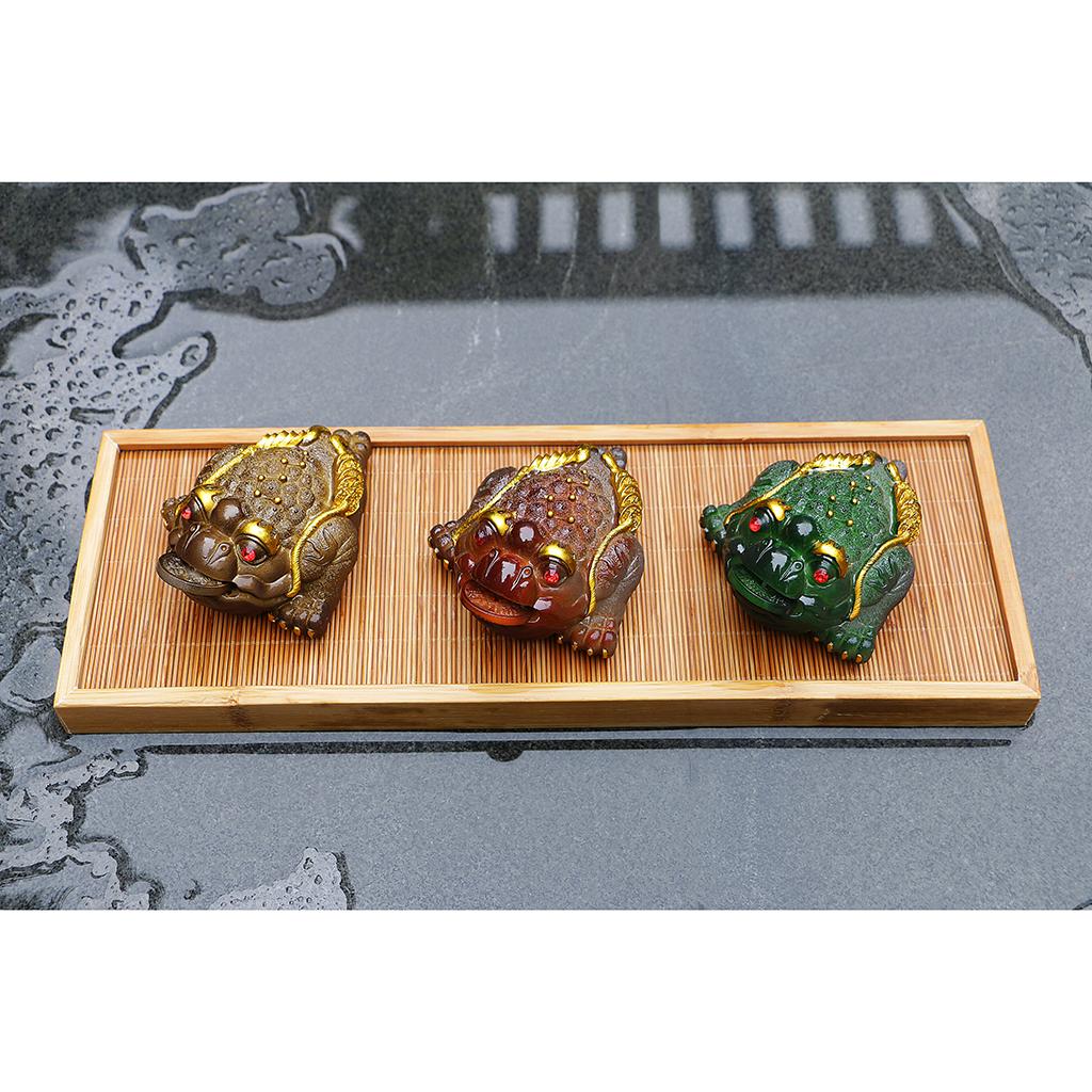 Resin Discoloration Three Feet Chinese Toad Cute Pet Tea Tray Turn Green