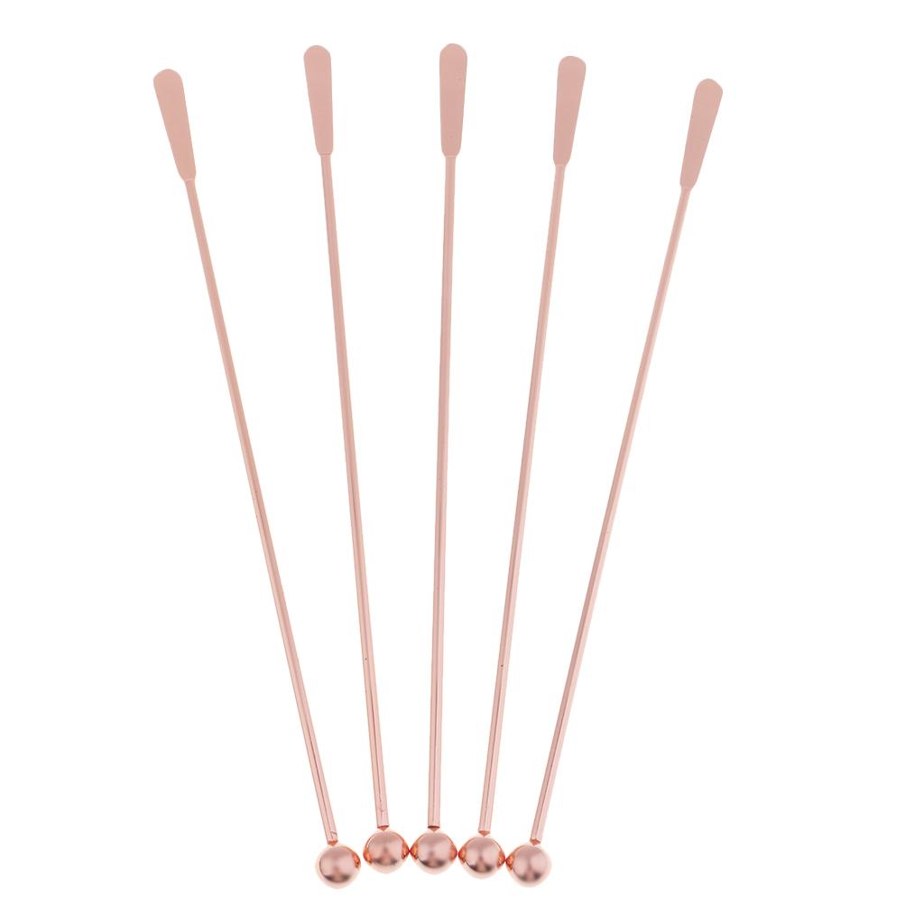 5Pcs 7.5inch 304Stainless Steel Bar Stirrer Cocktail Swizzle Stick Bar Tools Rose Gold-Straight Bar