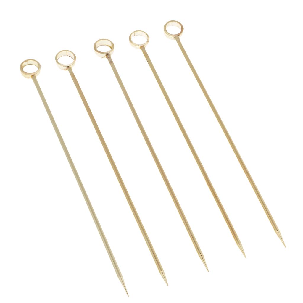 5Pcs/set Stainless steel Cocktail Picks Cocktail Fruit Sticks Bar Tools Circle -Gold
