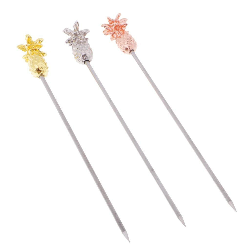 3pcs Stainless Steel Cocktail Sign Cocktail Pick Fruit Food Spears Bar Tools