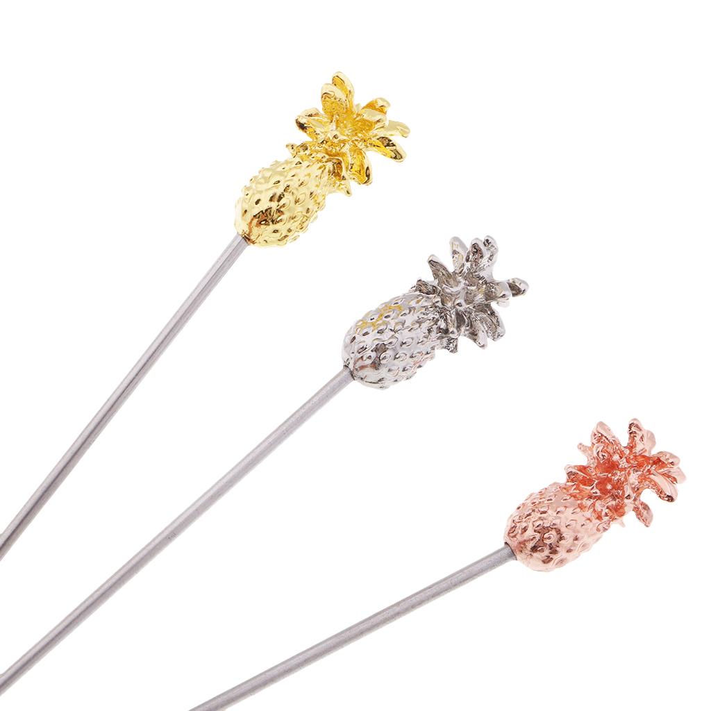3pcs Stainless Steel Cocktail Sign Cocktail Pick Fruit Food Spears Bar Tools