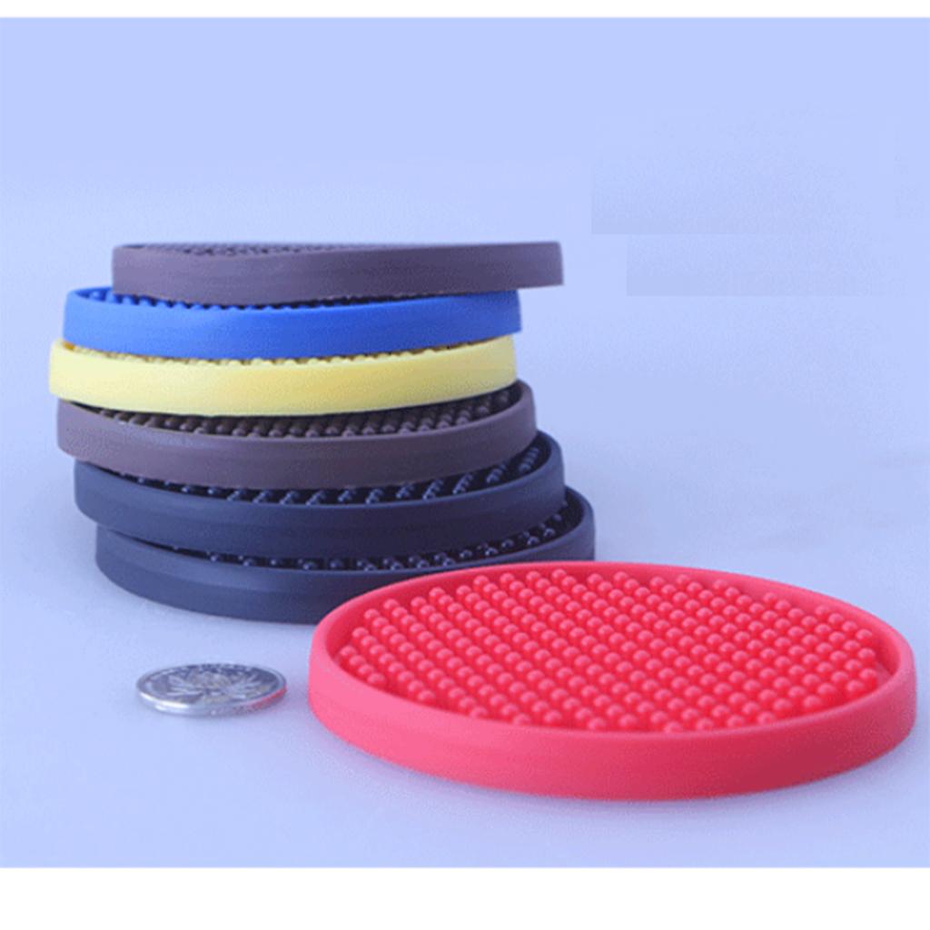 Round Drink Coasters Soft Silicone Cup Holder Mat Tableware Placemat Blue
