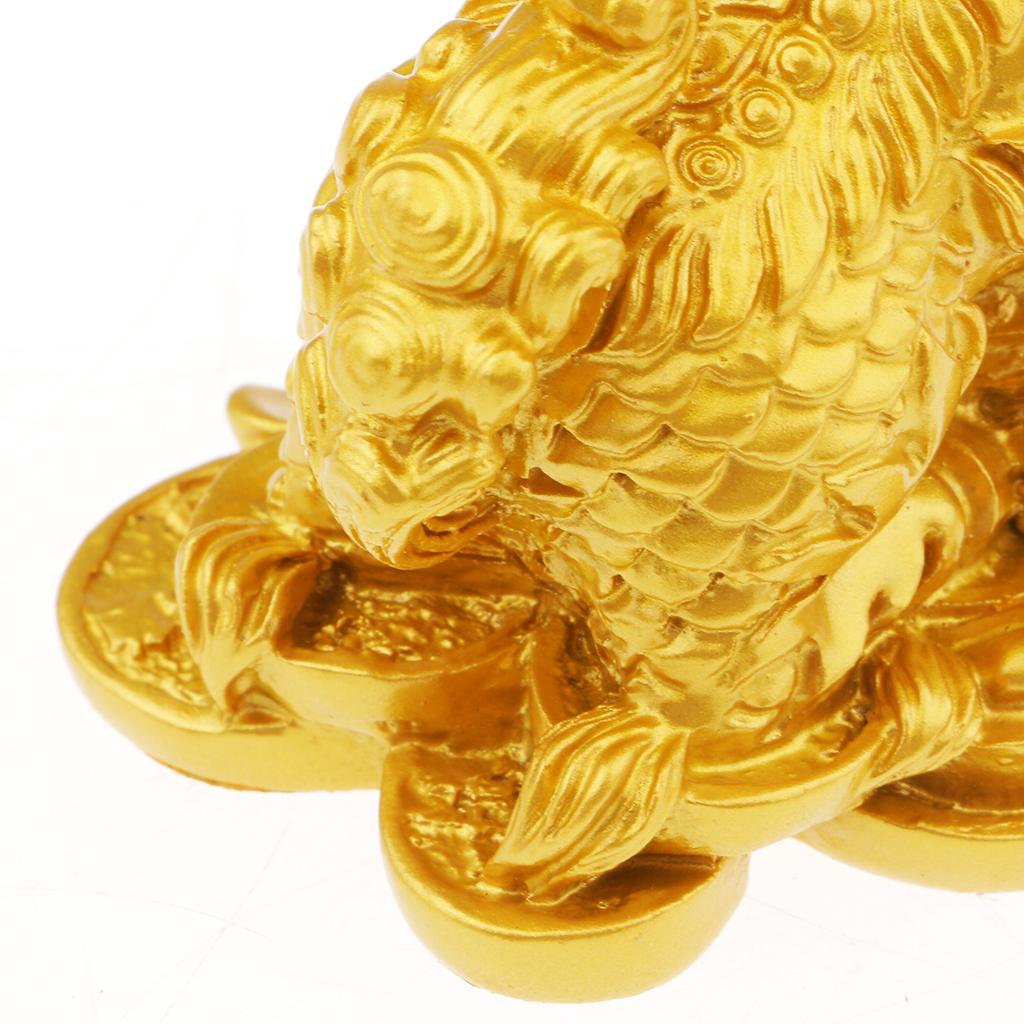 Chinese Lions Figurine Statue Resin Ornaments Home Decor Crafts Gold M