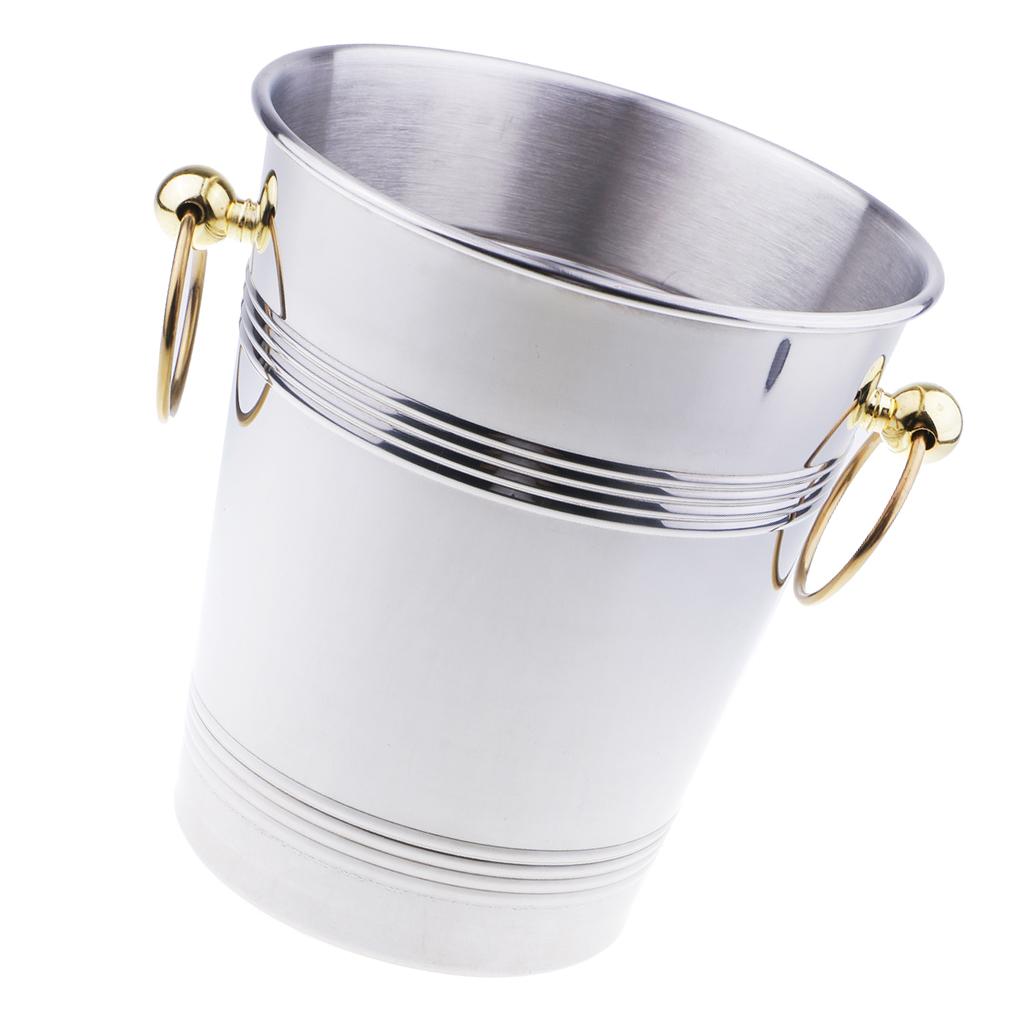 Curled Champagne Cooler Barrel Stainless Steel Ice Bucket for Barware Gold