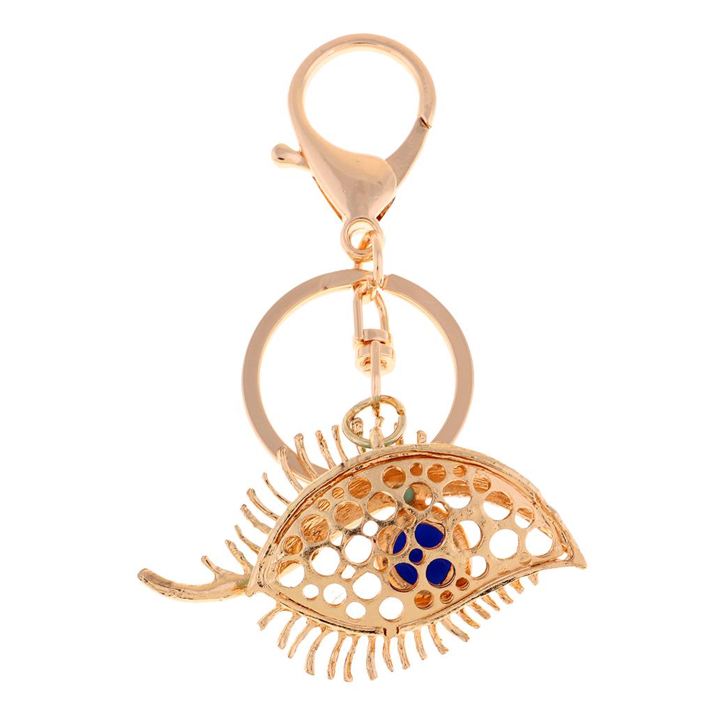 Fashion Crystal Turkey Eye Key Chain Handbag Purse Key Holder Pendants Blue