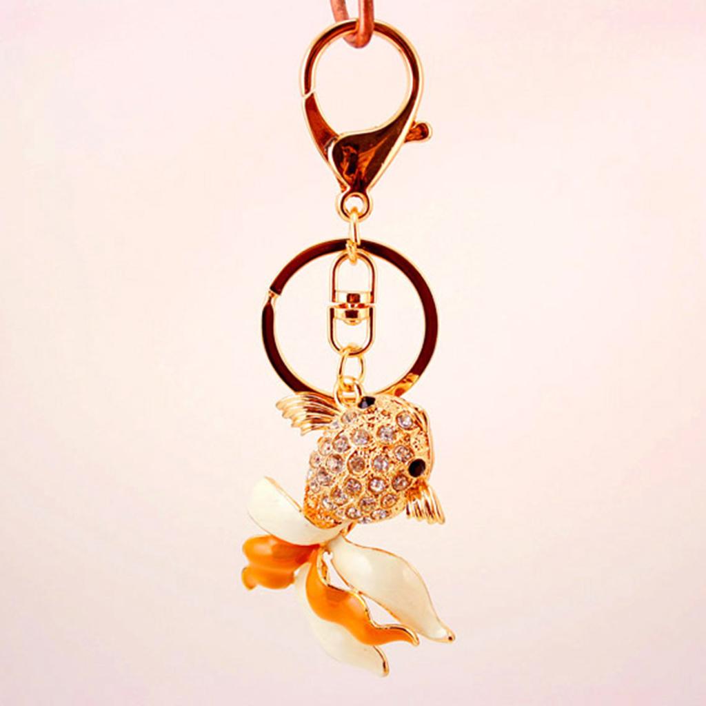 Keychain Charm Goldfish Key Holder Rhinestone Keyring Fish Pendant Key Chain