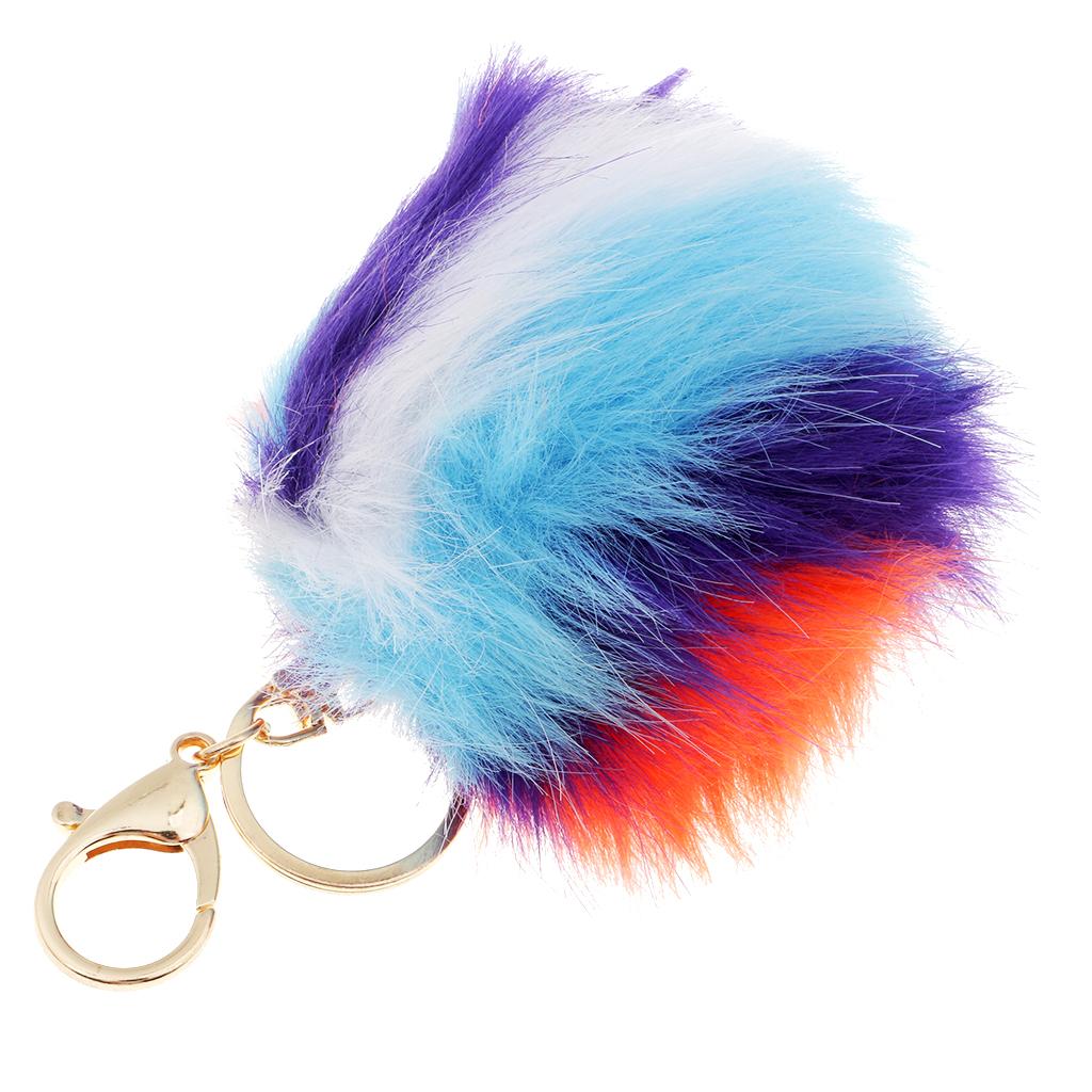 Colors Plush Ball Key Chain Faux Fur Ball Plush Pendant for Car Key Handbag
