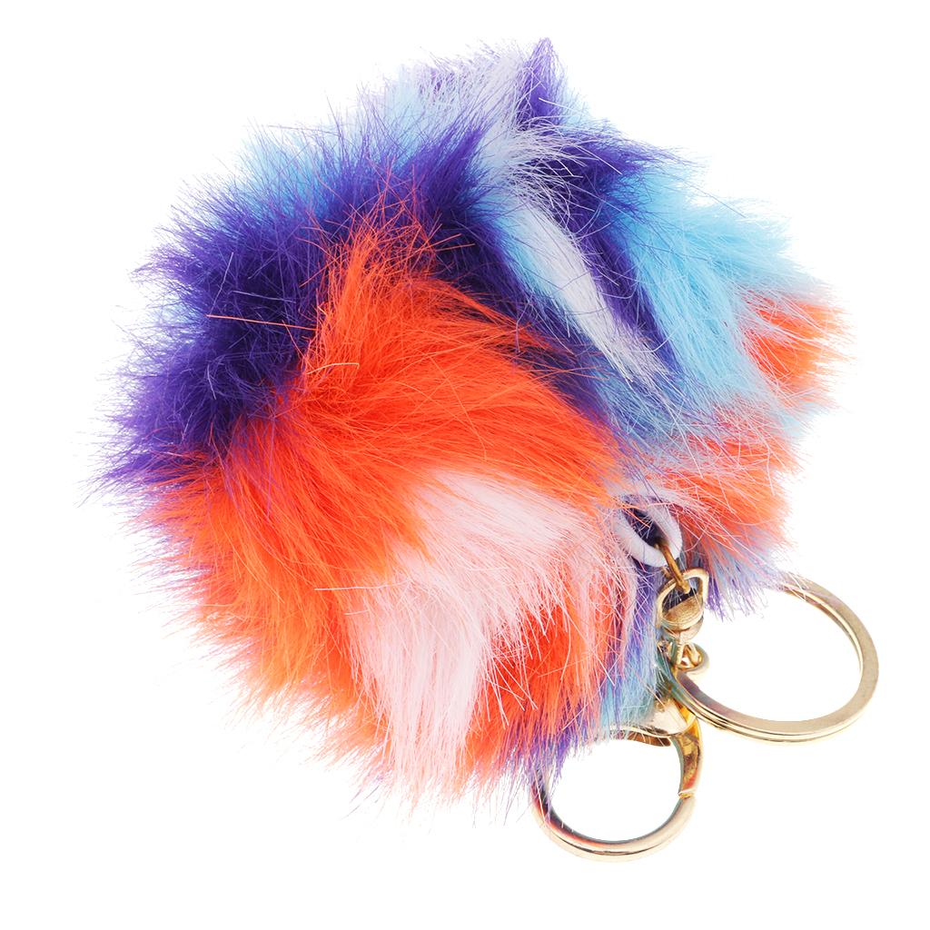 Colors Plush Ball Key Chain Faux Fur Ball Plush Pendant for Car Key Handbag