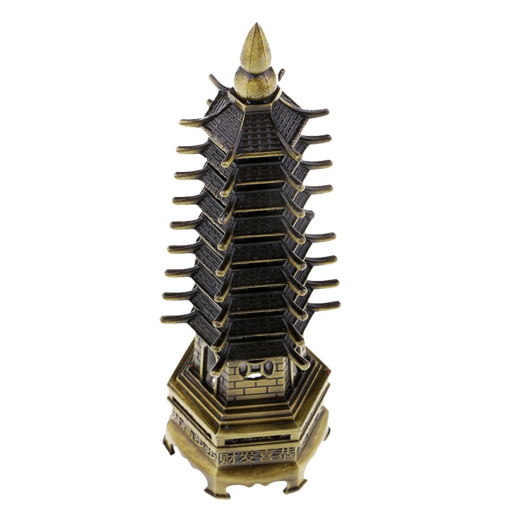 Wenchang Tower Model Handcraft China Pagoda Cultural Home Decor Bronze
