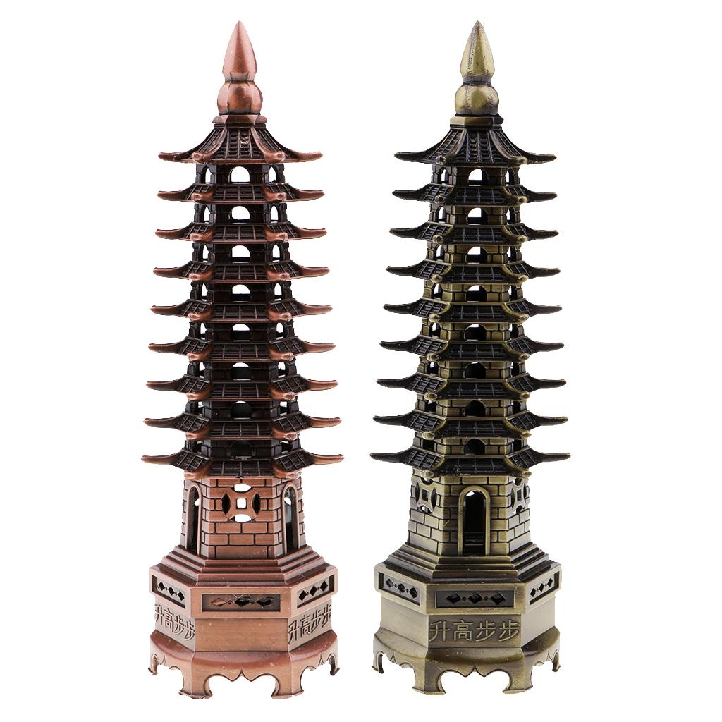 7'' Chinese Fengshui Pagoda of Cultural Prosperity Wenchang Tower Copper