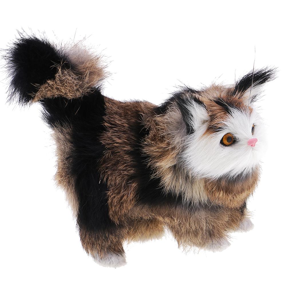 Simulation Cats Plush Stuffed Animal Home Decor Kids Birthday Gift Gray