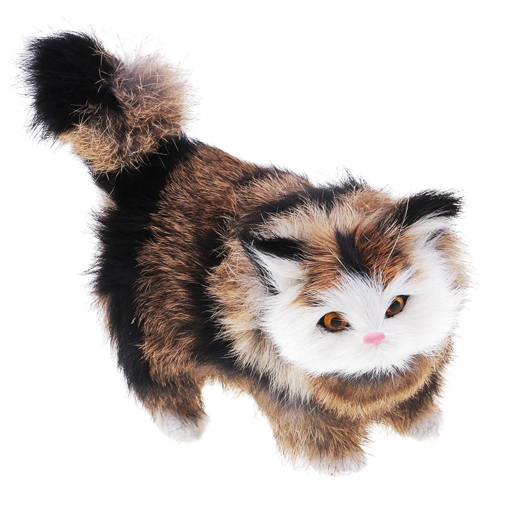 Simulation Cats Plush Stuffed Animal Home Decor Kids Birthday Gift Gray