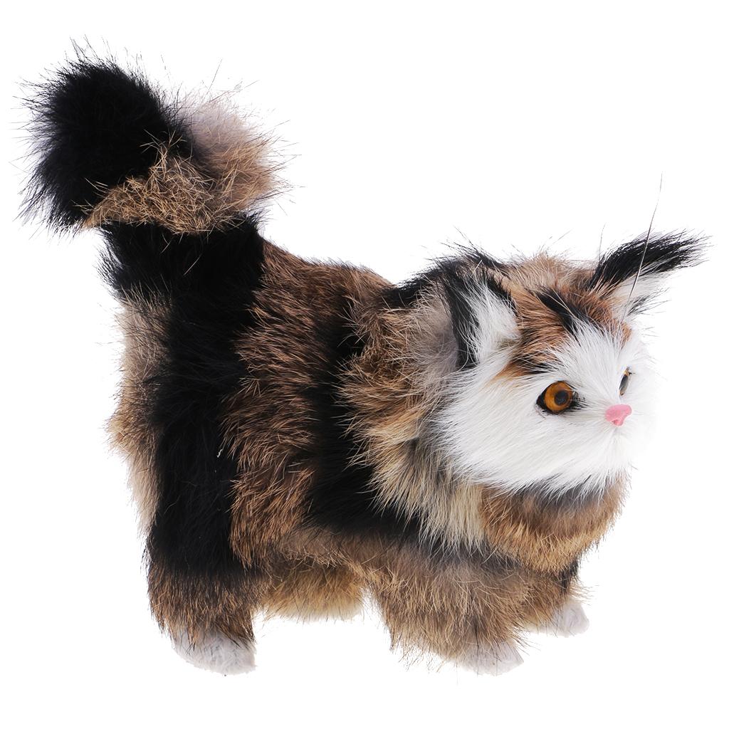 Simulation Cats Plush Stuffed Animal Home Decor Kids Birthday Gift Gray