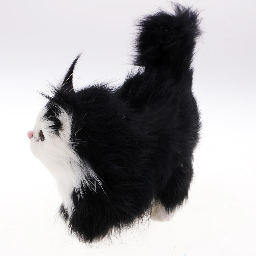 Simulation Cats Plush Stuffed Animal Home Decor Kids Birthday Gift Black