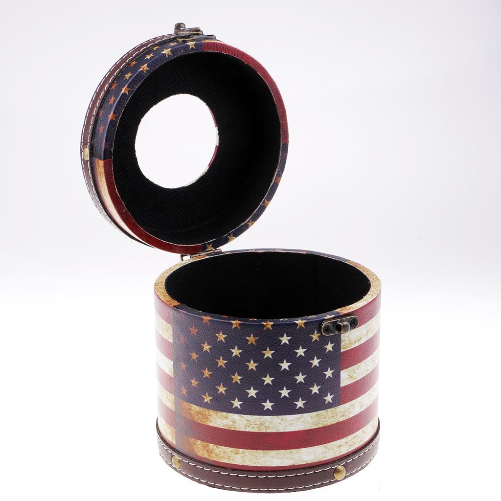 Wooden Cylinder Tissue Box Towel Napkin Holder Container Stripes Flag