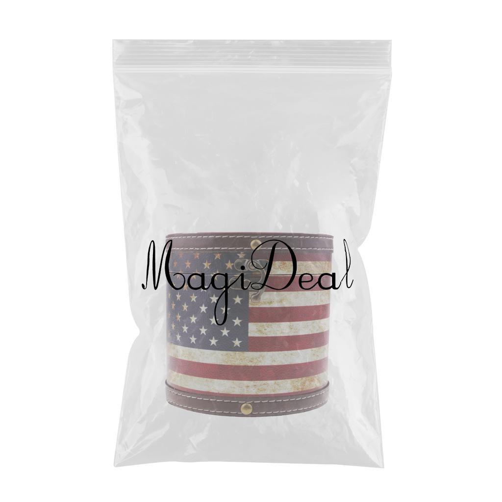 Wooden Cylinder Tissue Box Towel Napkin Holder Container Stripes Flag