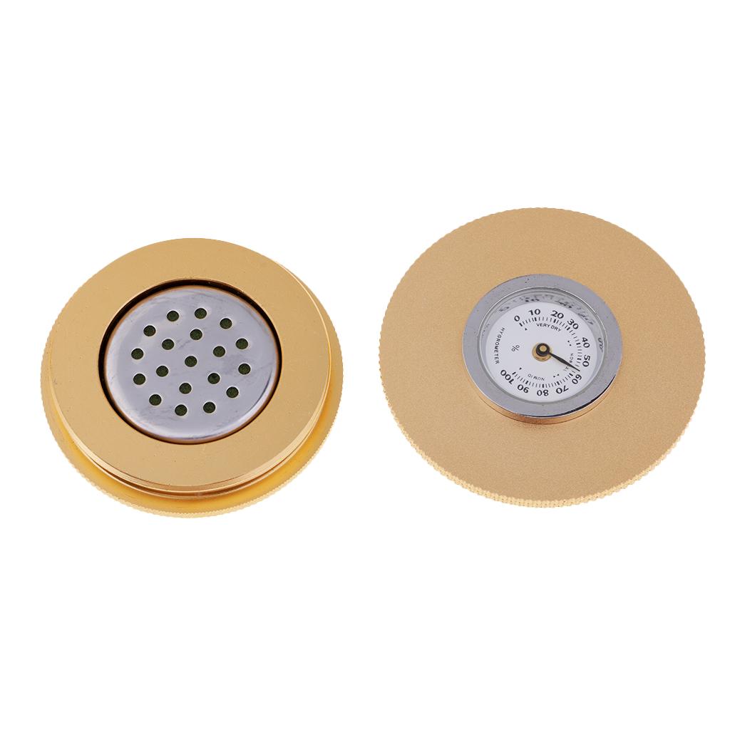 Aluminium Alloy Cigar Tube Case Humidor With Humidifier Hygrometer Gold