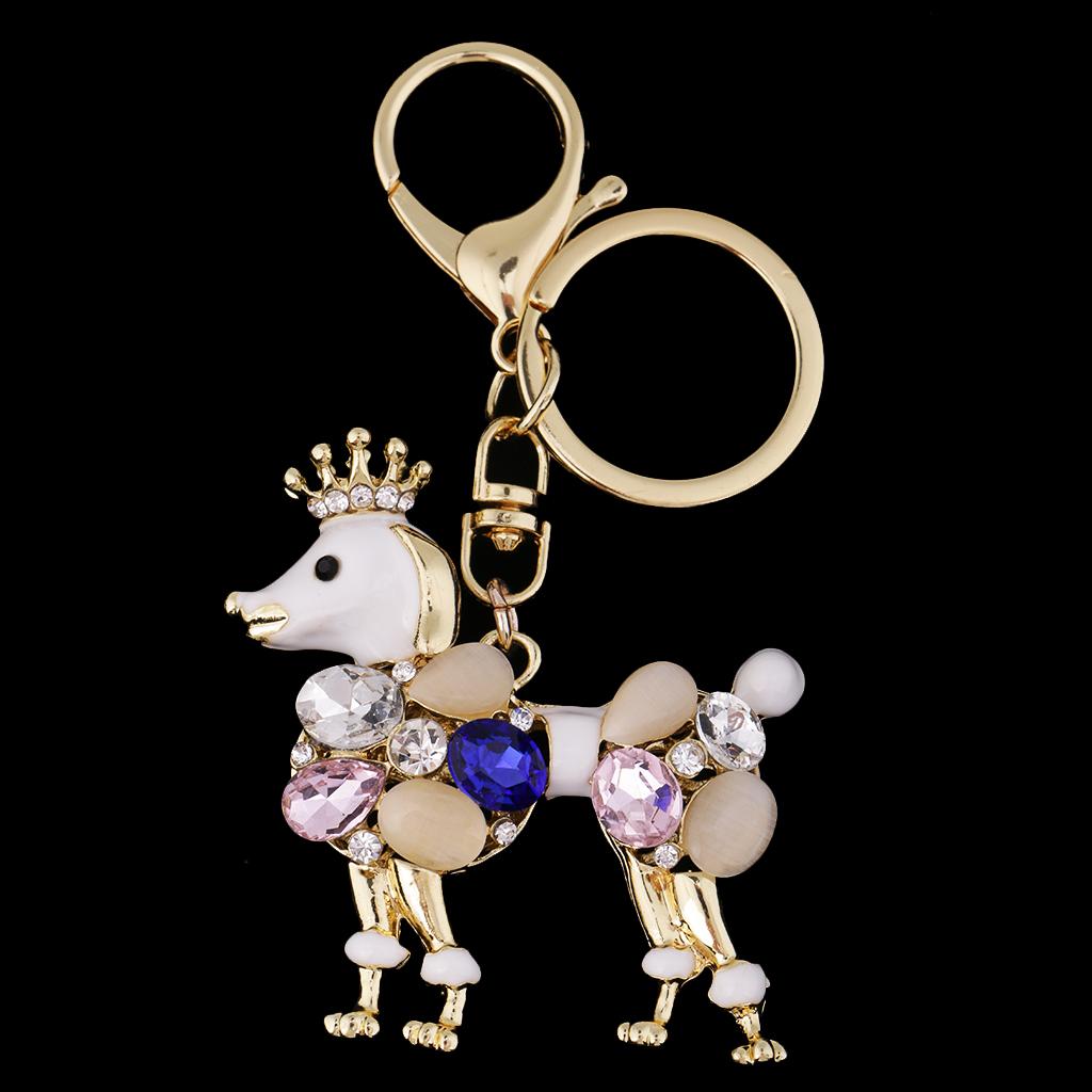 Fashion Acrylic Rhinestone Crown Royal Dog Pendant Handbag Key Chain Decors