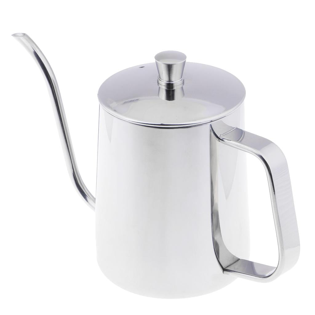 650ml Capacity Stainless Steel Gooseneck Drip Kettle Pot for Coffee & Tea Silver