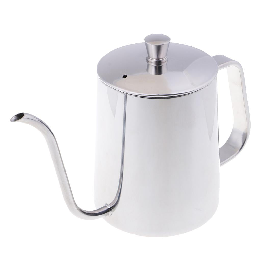 650ml Capacity Stainless Steel Gooseneck Drip Kettle Pot for Coffee & Tea Silver