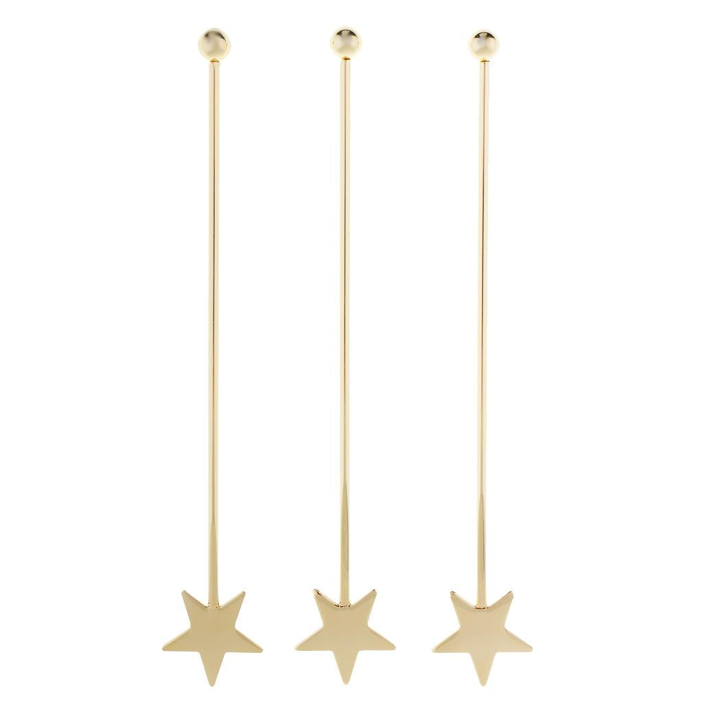 3 Pieces Stainless Steel Coffee Beverage Stirrers Cocktail Swizzle Stick B