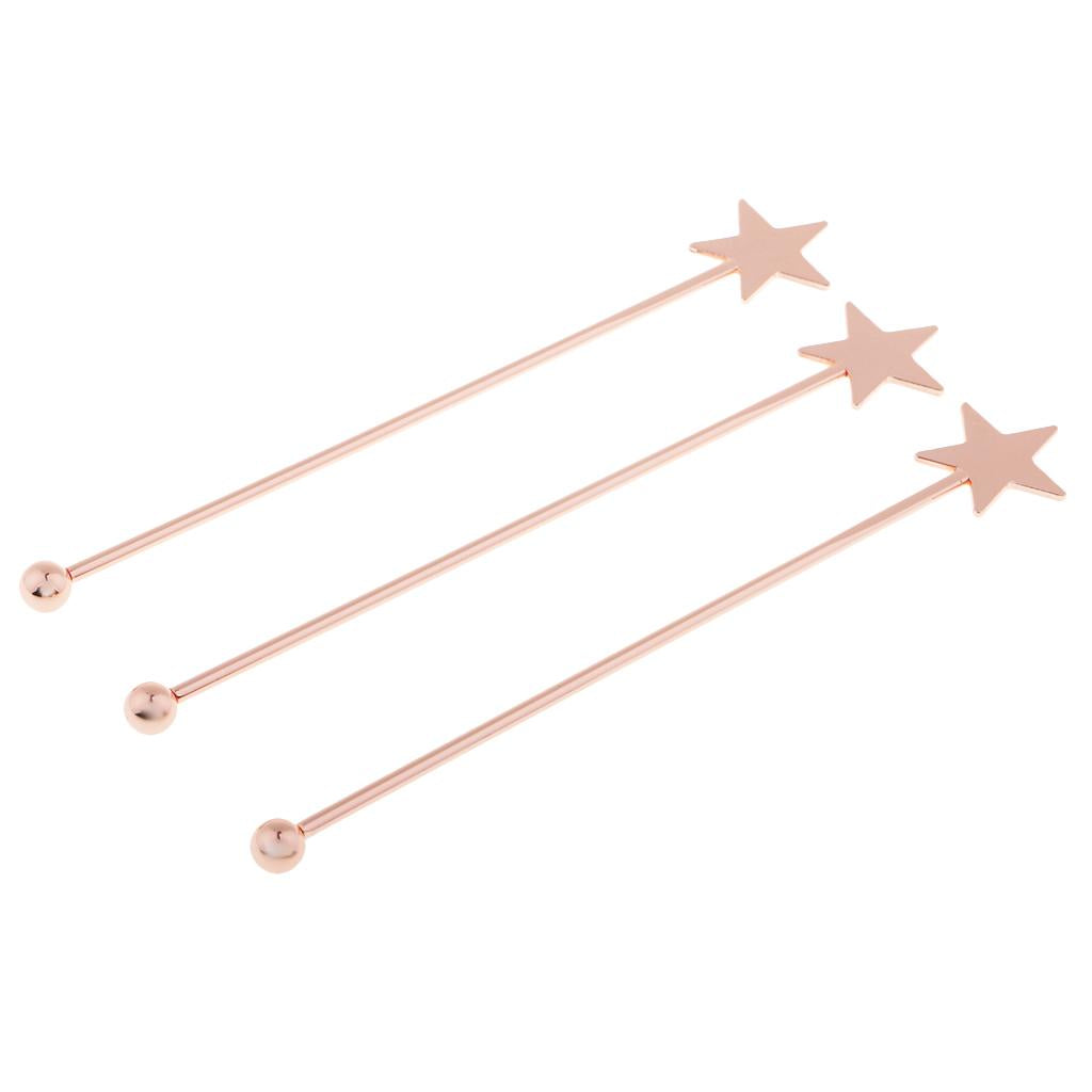 3 Pieces Stainless Steel Coffee Beverage Stirrers Cocktail Swizzle Stick C