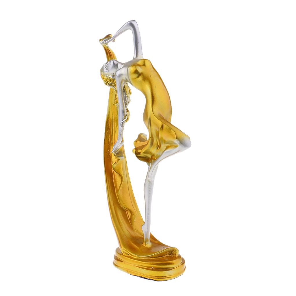 European Style Dancing Girl Figurine Home Ornaments Resin Art Crafts Golden