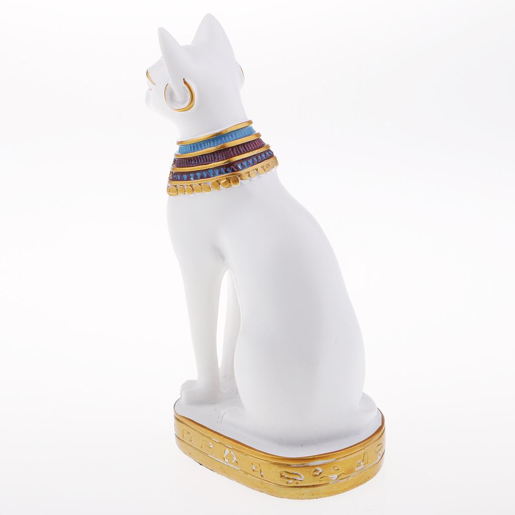 Resin Egyptian Cat Goddess Bast Bastet Statue Art Craft Home Decoration White