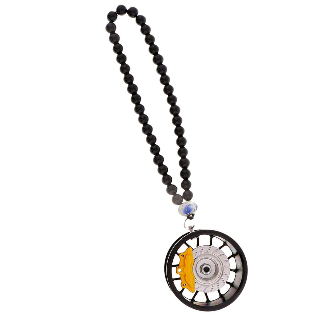 Car Ornament Pendant Metal Wheel Hub Auto Interior Hanging Decoration Black