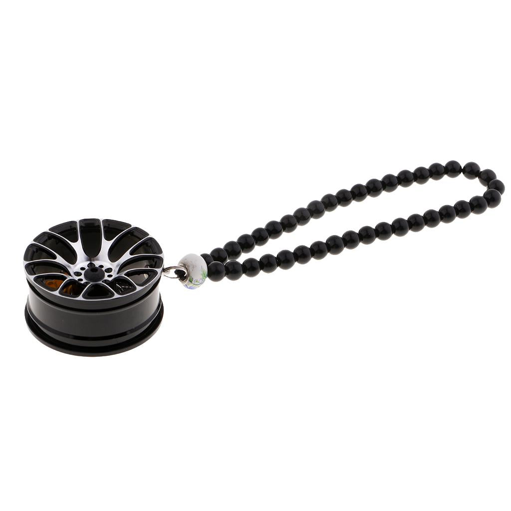 Car Ornament Pendant Metal Wheel Hub Auto Interior Hanging Decoration Black