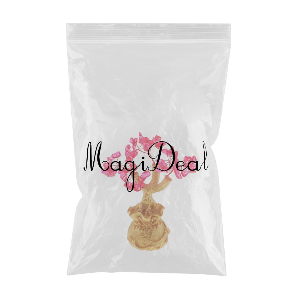 Mini Feng Shui Bring Wealth Luck Tree Crystal Money Tree Purse Red