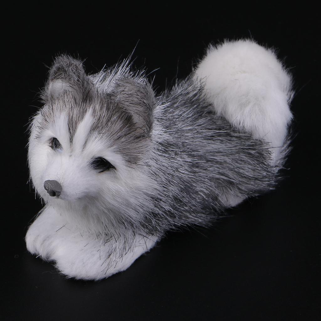 Simulation Dog Figurine Sculpture Statues for Home Crafts Lie Huskie