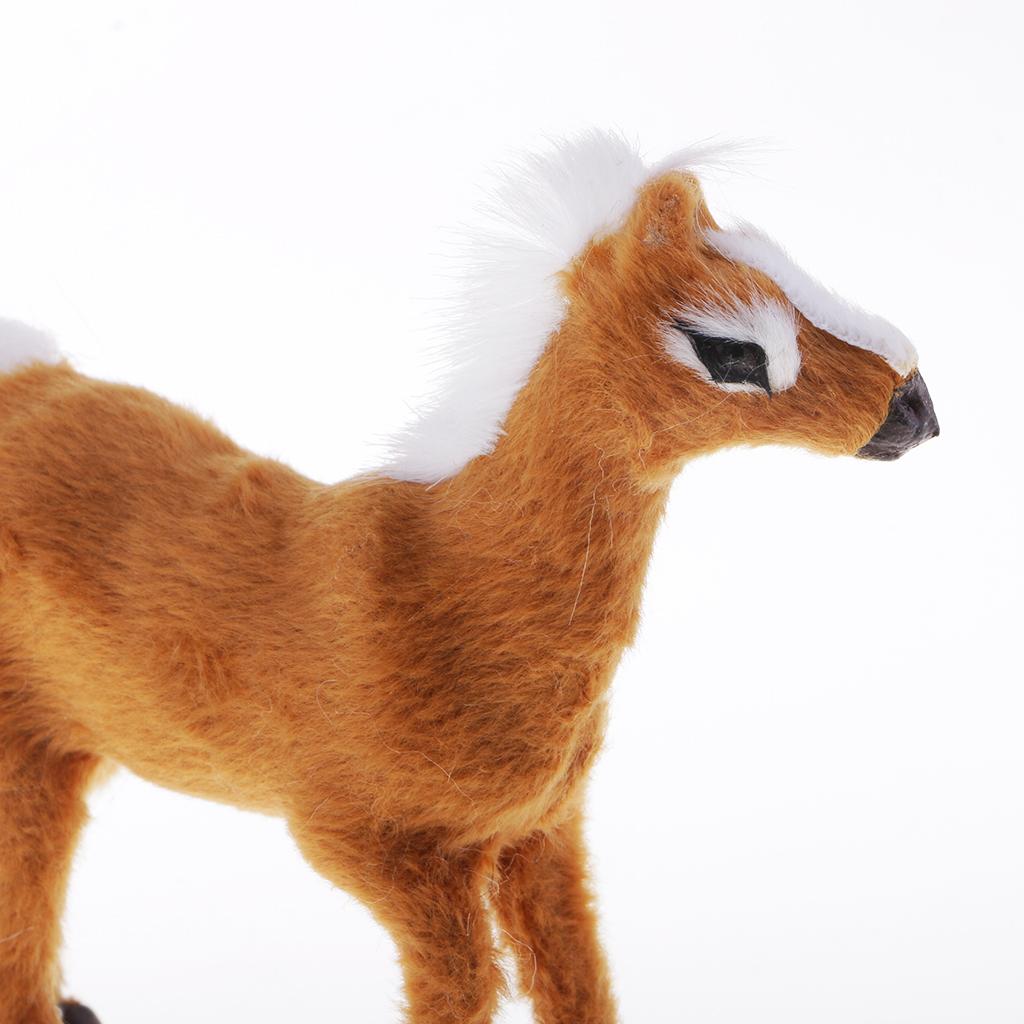 Simulation Horse Animal Model Crafts Dolls Plush Toy Kids Toy Light Brown