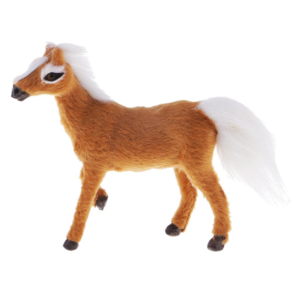 Simulation Horse Animal Model Crafts Dolls Plush Toy Kids Toy Light Brown