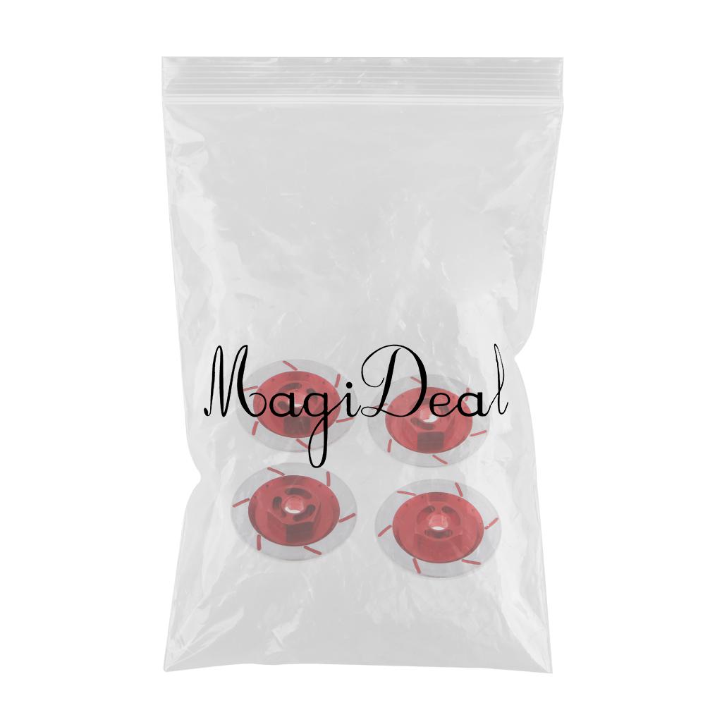 4 Pieces Alloy Wheel Rim Brake Disc for Sakura D4 CS HSP 94123 1:10 Car Red