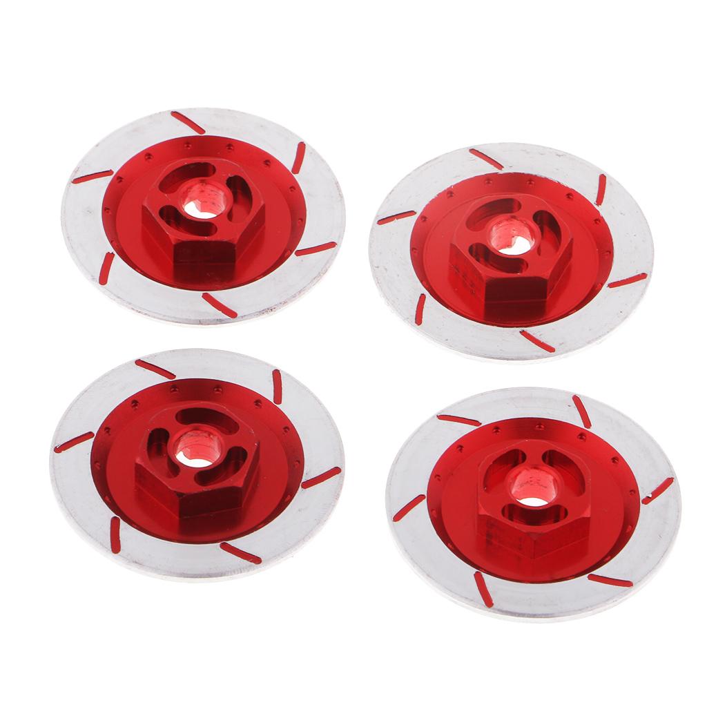 4 Pieces Alloy Wheel Rim Brake Disc for Sakura D4 CS HSP 94123 1:10 Car Red