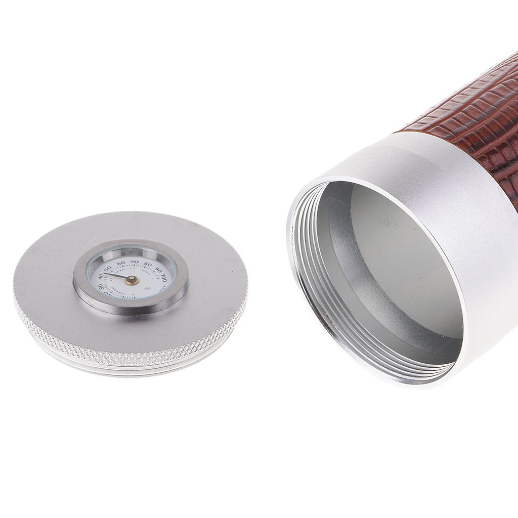 Travel Outdoor Cigar Humidor With Humidifier Hygrometer Round Box Bins Tube