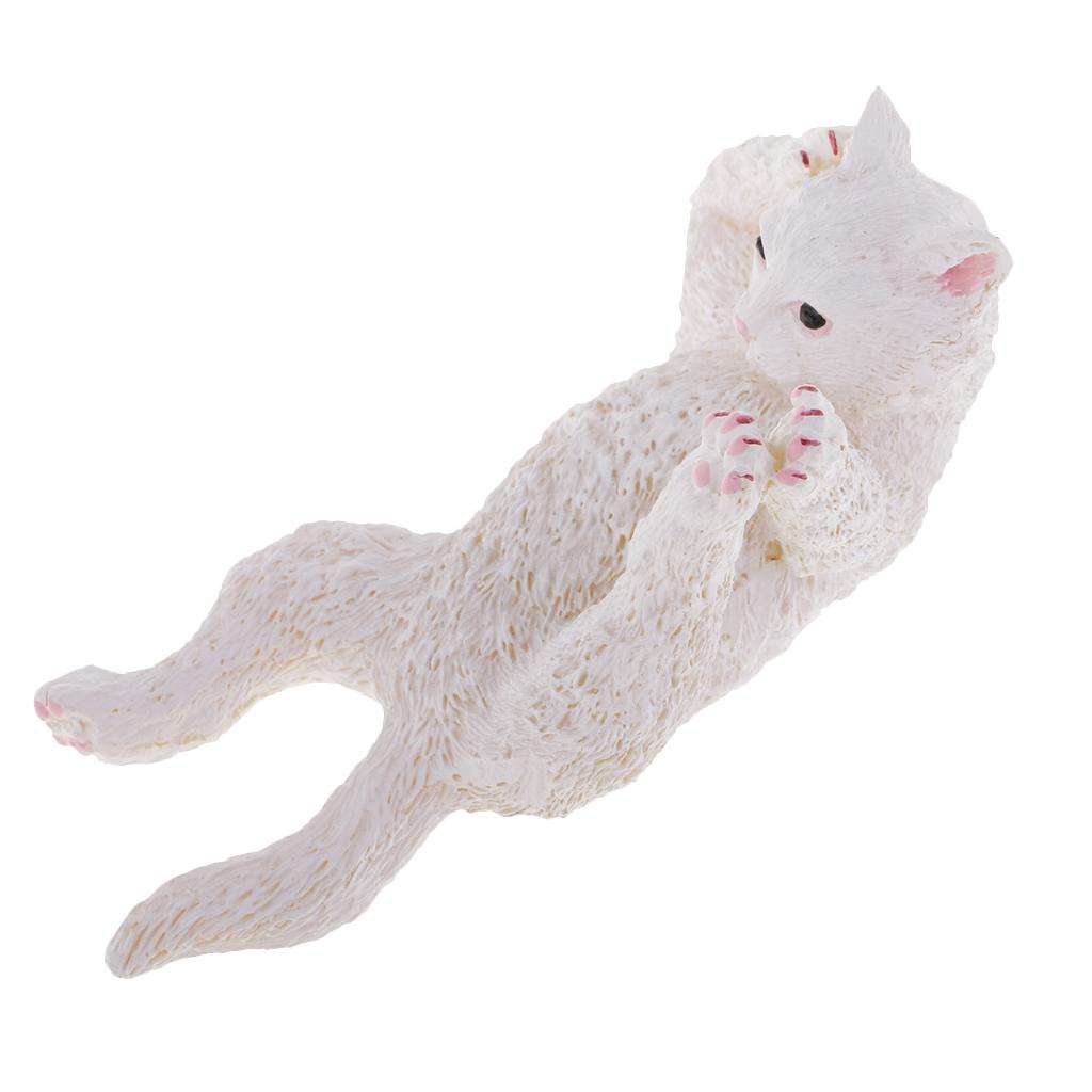 Resin Animal Ornaments Home Decorations Yoga Pose Sculptures White Cat