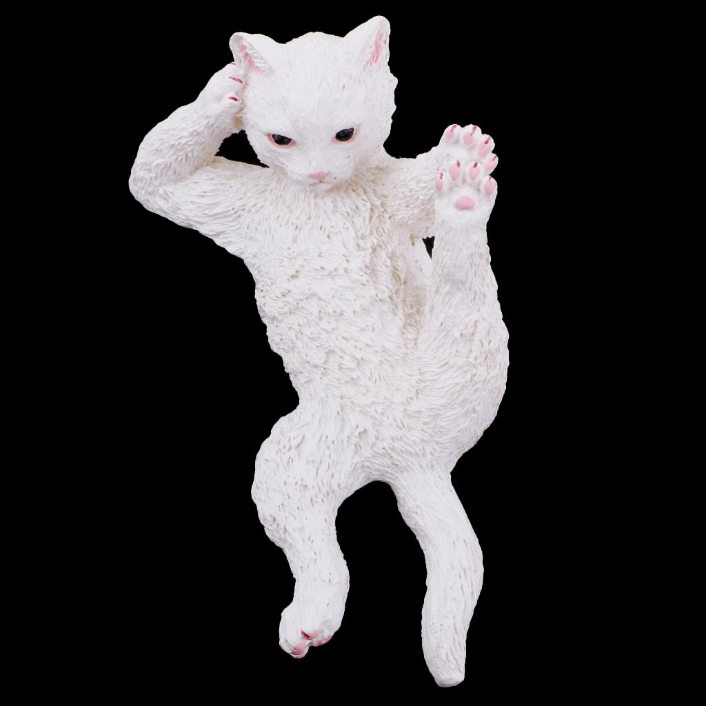 Resin Animal Ornaments Home Decorations Yoga Pose Sculptures White Cat