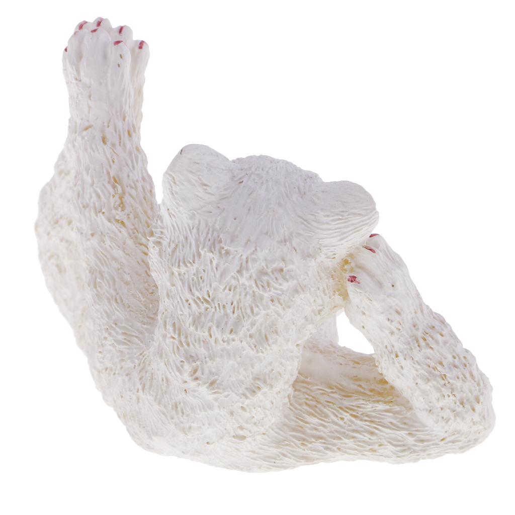 Resin Animal Ornaments Home Decorations Yoga Pose Sculptures White Cat