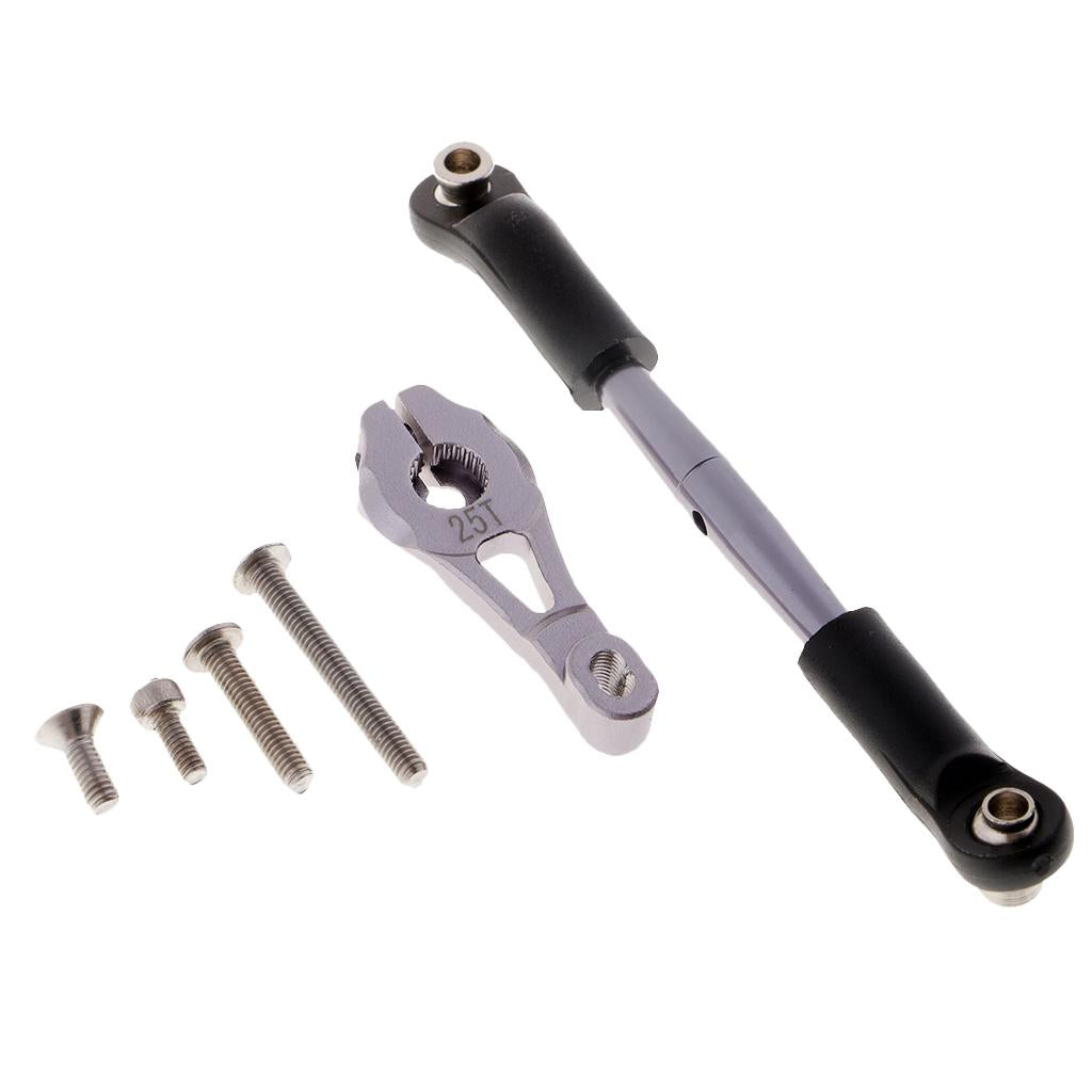 Aluminum Servo Horns & Rod Ends Steering Arm for 1/10 RC Car Silver