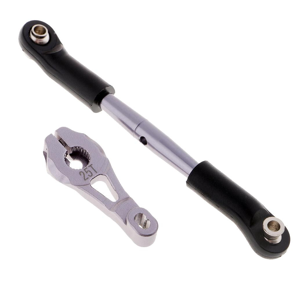 Aluminum Servo Horns & Rod Ends Steering Arm for 1/10 RC Car Silver