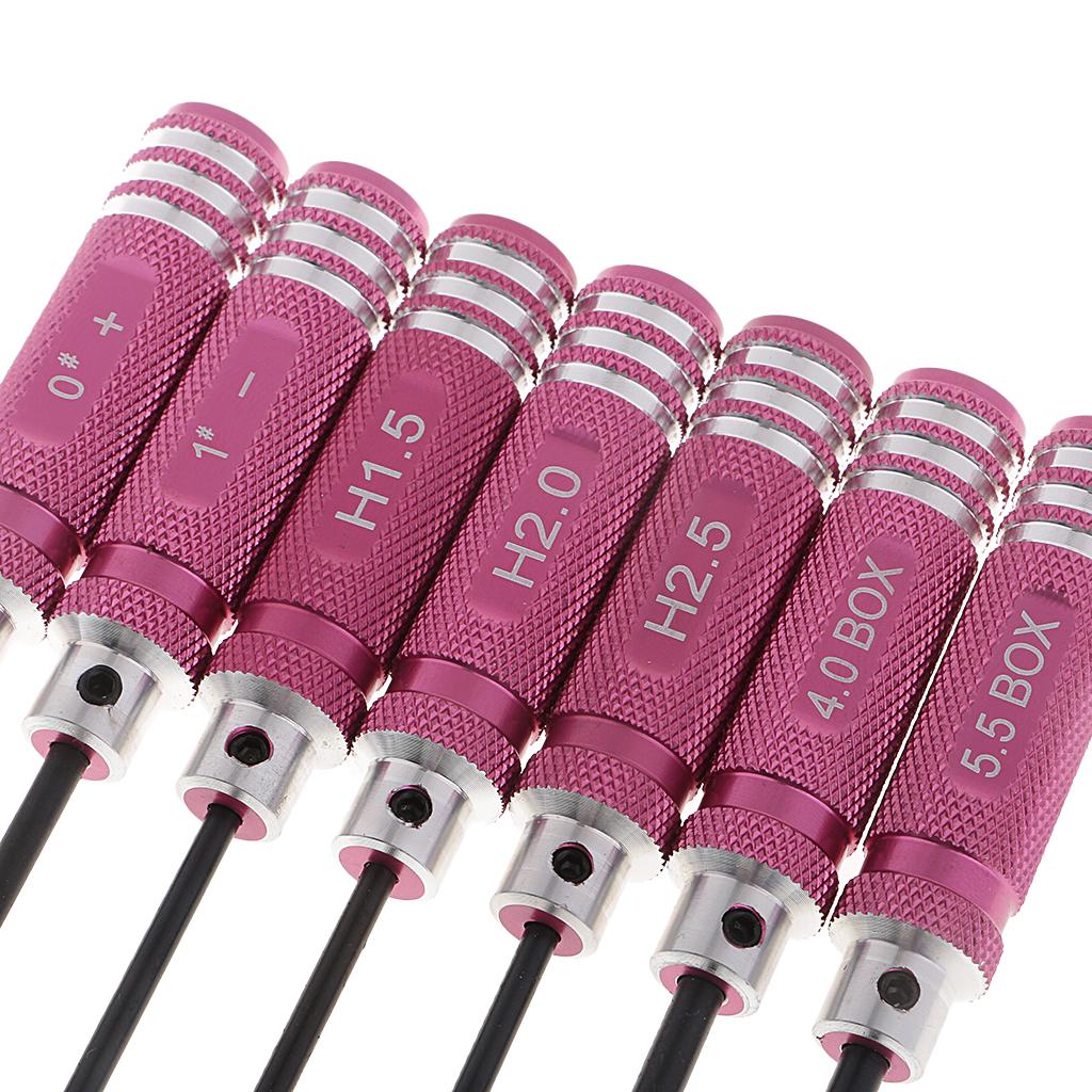 7x Hexagon Screwdriver Tool Wrench Sleeve/Flat Heat/Cross for RC Plane Red