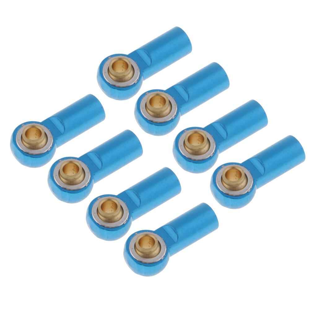 8 Pieces M3 Aluminum Link Rod End Ball Joint for 1/10 RC Car Parts Blue