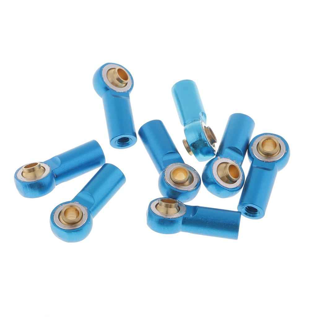8 Pieces M3 Aluminum Link Rod End Ball Joint for 1/10 RC Car Parts Blue