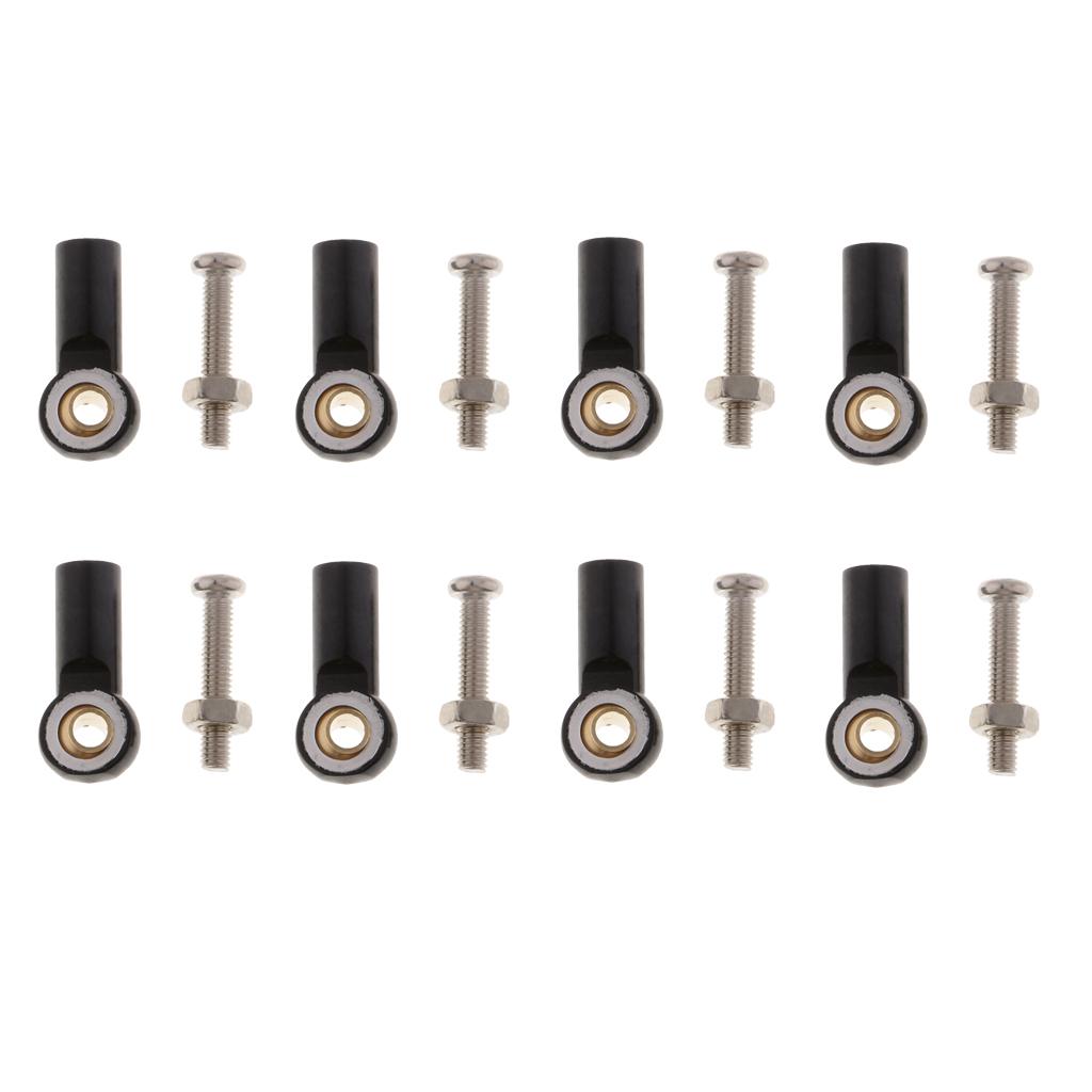 Aluminum Link Rod End Joint Steering Linkage Ball Head, Pack of 8 Black