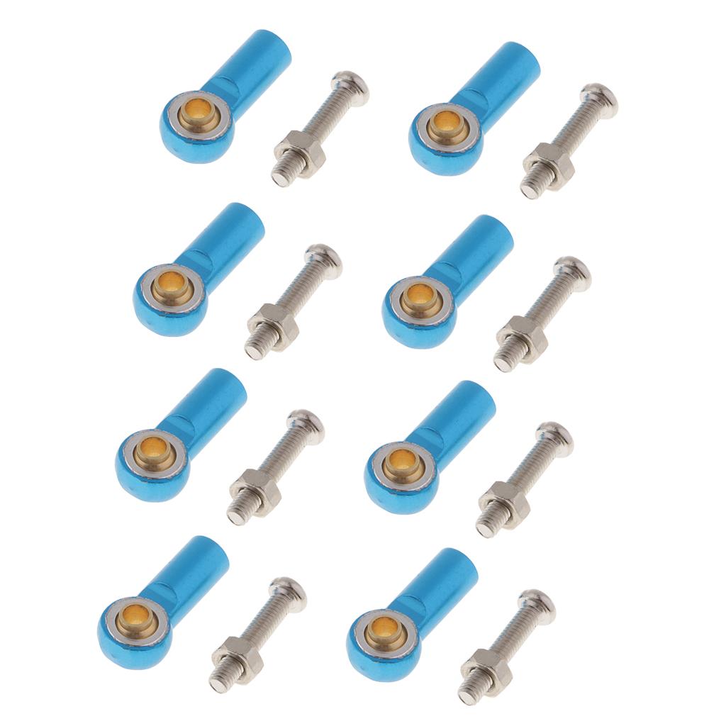 Aluminum Link Rod End Joint Steering Linkage Ball Head, Pack of 8 Blue